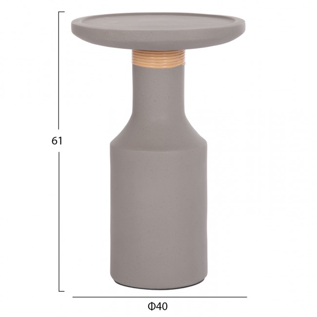 Τραπέζι βοηθητικό "TRED(T)" από fiber cement/rattan σε χρώμα γκρι/φυσικό Φ40x61