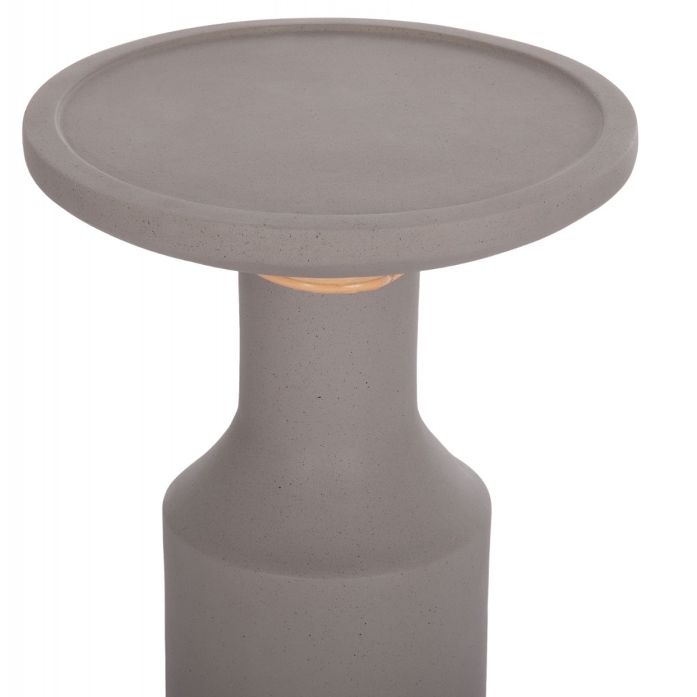 Τραπέζι βοηθητικό "TRED(T)" από fiber cement/rattan σε χρώμα γκρι/φυσικό Φ40x61