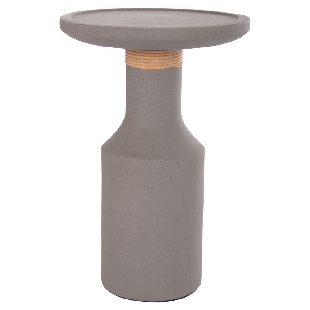 Τραπέζι βοηθητικό "TRED(T)" από fiber cement/rattan σε χρώμα γκρι/φυσικό Φ40x61