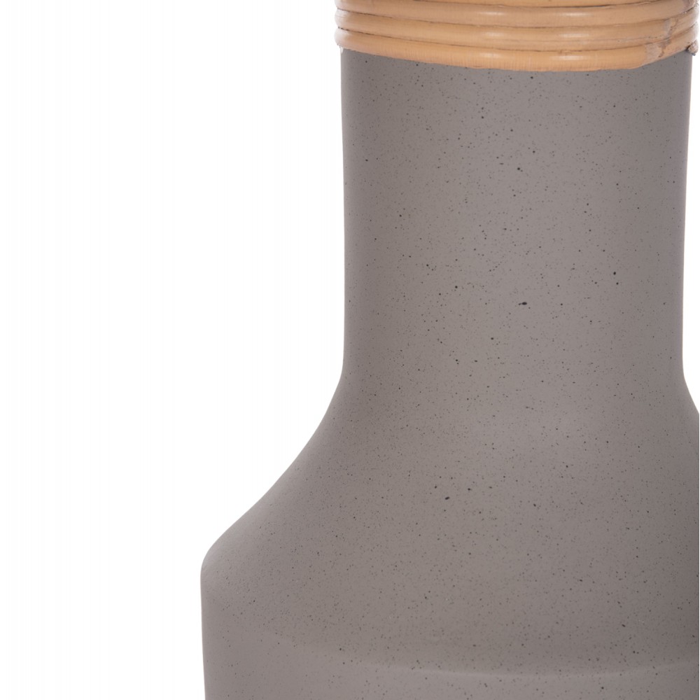 Τραπέζι βοηθητικό "TRED(T)" από fiber cement/rattan σε χρώμα γκρι/φυσικό Φ40x61