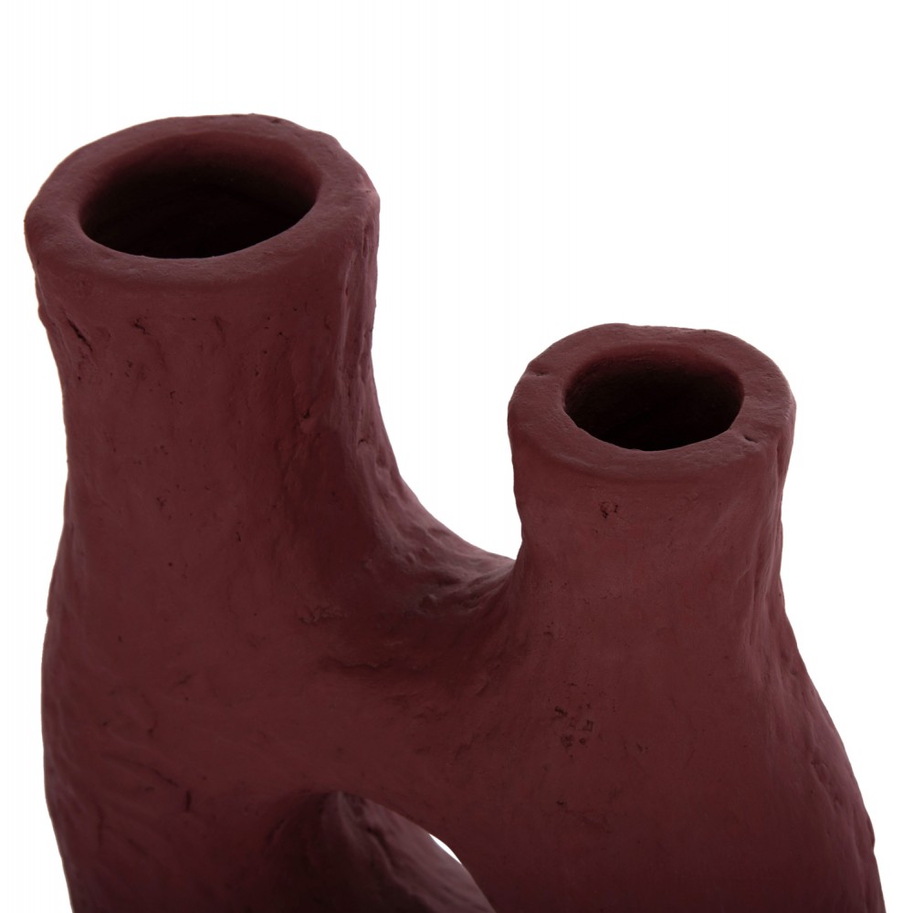 Σετ επιτραπέζια διακοσμητικά βάζα "NAMENTIS" από τερακότα σε χρώμα βυσσινί/λευκό