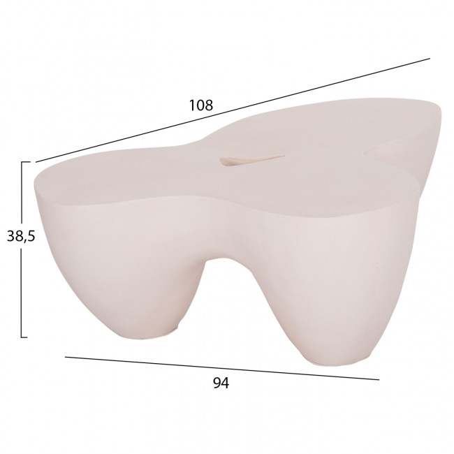 Τραπέζι σαλονιού "SALLEN" από fiber cement σε χρώμα λευκό 108x94x38.5