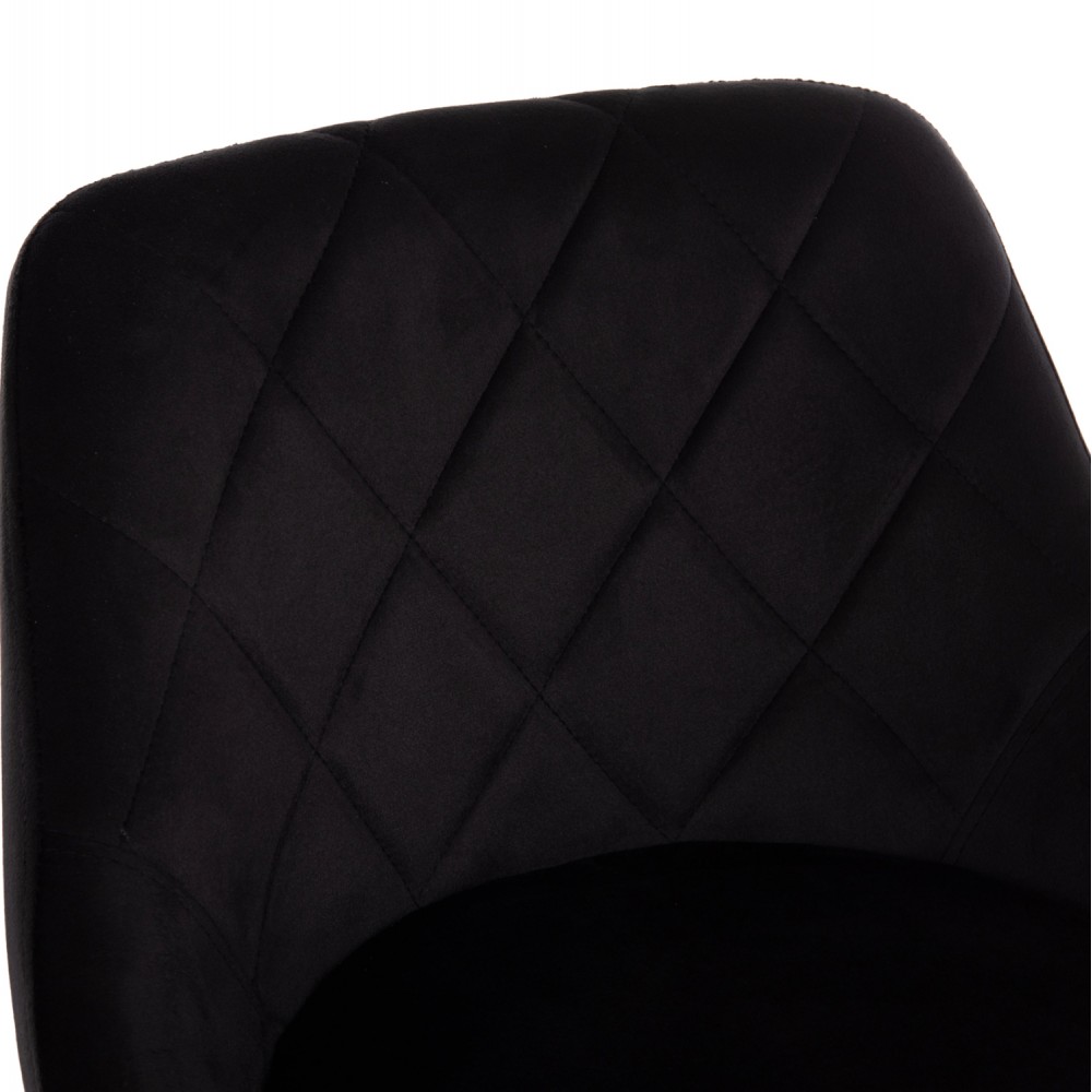 Σκαμπό μπαρ "ROSE" από ύφασμα βελούδο/μέταλλο σε χρώμα μαύρο/χρωμίου 48x45x105