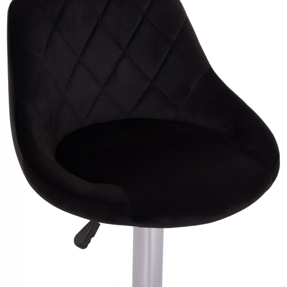 Σκαμπό μπαρ "ROSE" από ύφασμα βελούδο/μέταλλο σε χρώμα μαύρο/χρωμίου 48x45x105