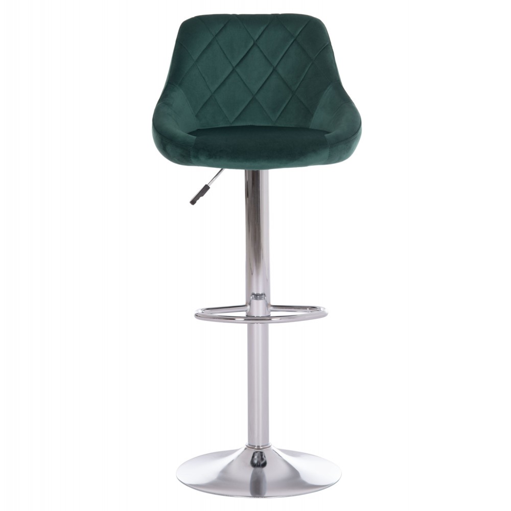 Σκαμπό μπαρ "ROSE" από ύφασμα βελούδο/μέταλλο σε χρώμα κυπαρισσί/χρωμίου 48x45x105