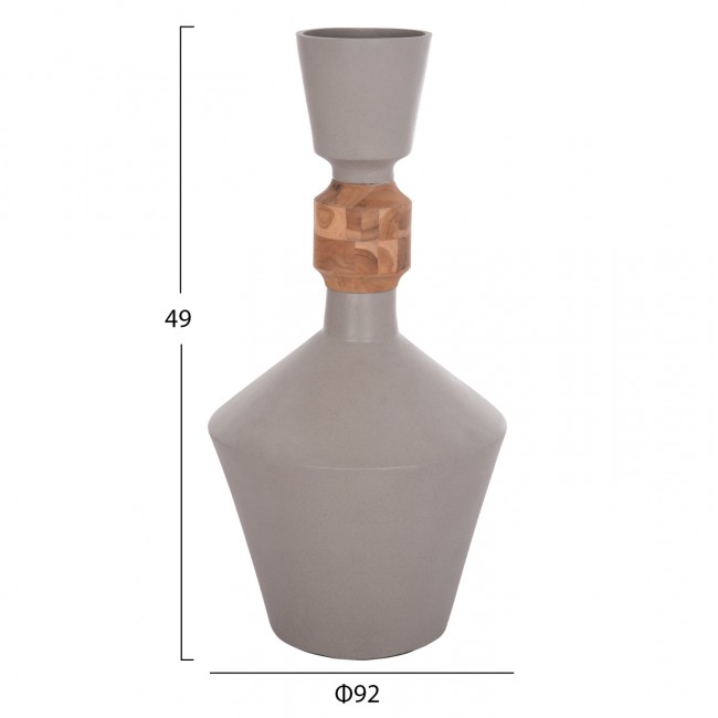 Διακοσμητικό βάζο δαπέδου "NEBULA" από fiber cement/ξύλο σε χρώμα γκρι/φυσικό Φ60x115