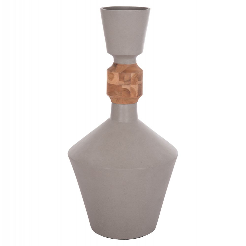 Διακοσμητικό βάζο δαπέδου "NEBULA" από fiber cement/ξύλο σε χρώμα γκρι/φυσικό Φ60x115