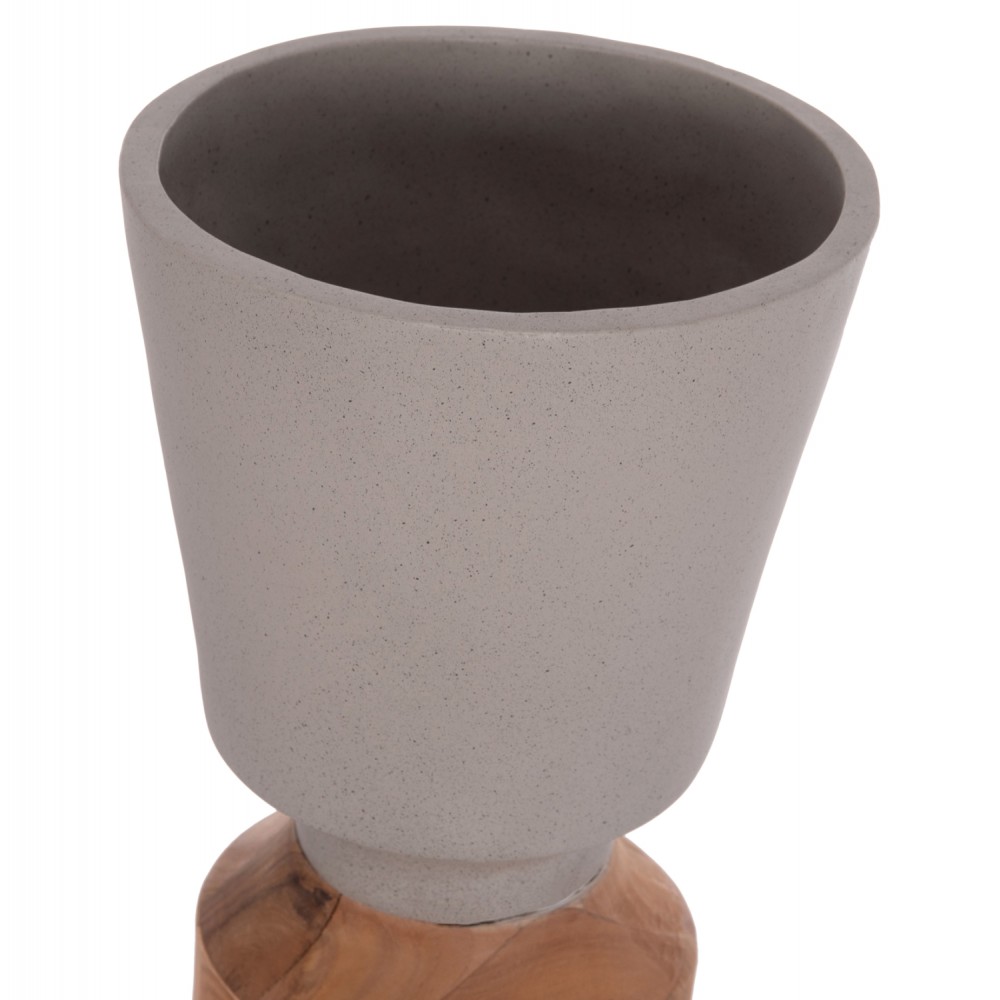 Διακοσμητικό βάζο δαπέδου "NEBULA" από fiber cement/ξύλο σε χρώμα γκρι/φυσικό Φ60x115