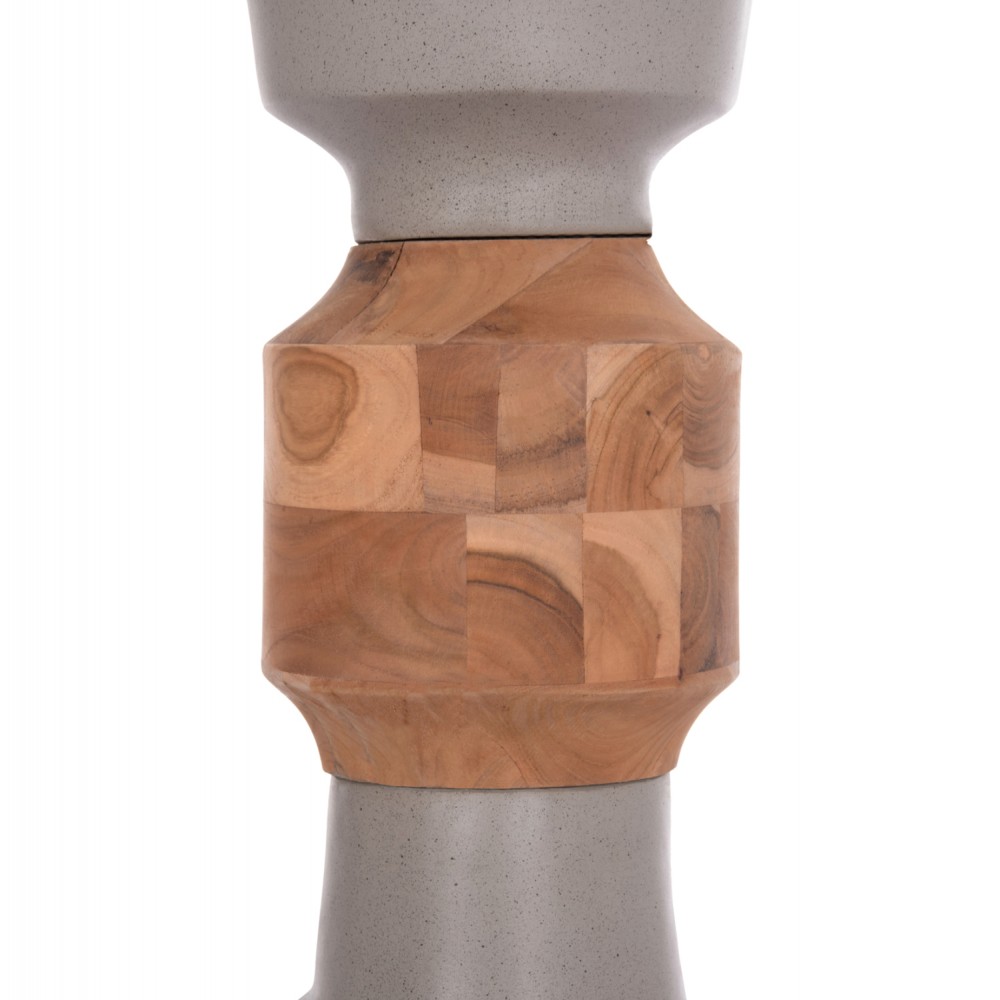 Διακοσμητικό βάζο δαπέδου "NEBULA" από fiber cement/ξύλο σε χρώμα γκρι/φυσικό Φ60x115