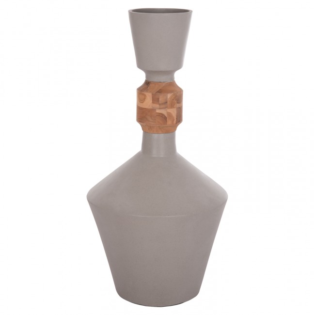 Διακοσμητικό βάζο δαπέδου "NEBULA" από fiber cement/ξύλο σε χρώμα γκρι/φυσικό Φ60x115