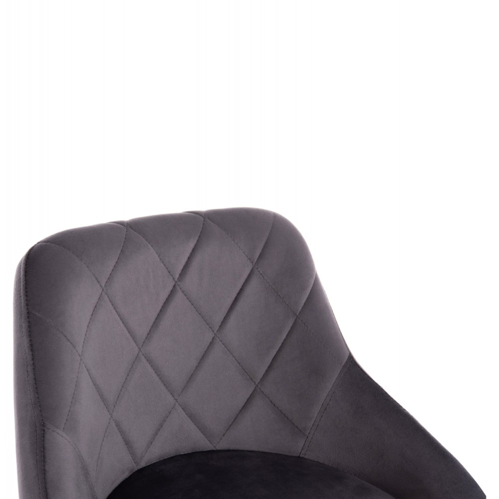 Σκαμπό μπαρ "ROSE" από ύφασμα βελούδο/μέταλλο σε χρώμα γκρι/χρωμίου 48x45x105