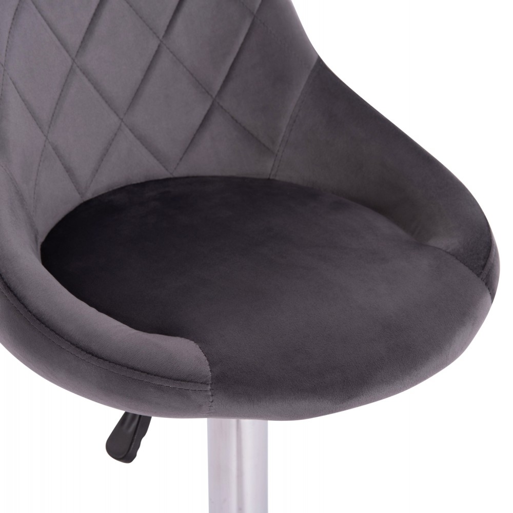 Σκαμπό μπαρ "ROSE" από ύφασμα βελούδο/μέταλλο σε χρώμα γκρι/χρωμίου 48x45x105