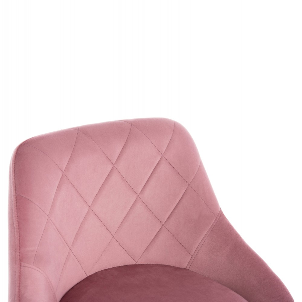 Σκαμπό μπαρ "ROSE" από ύφασμα βελούδο/μέταλλο σε χρώμα σάπιο μήλο/χρωμίου 48x45x105