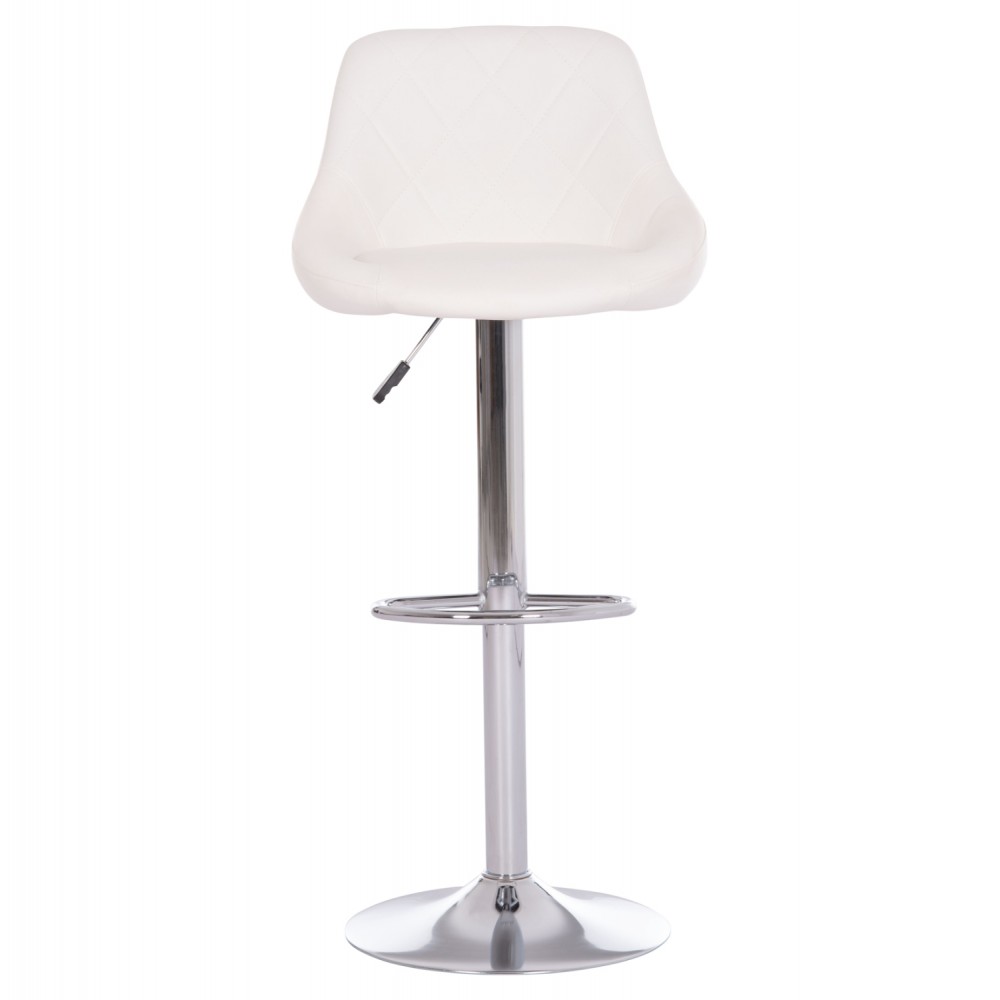 Σκαμπό μπαρ "ROSE" από τεχνόδερμα/μέταλλο σε χρώμα λευκό/χρωμίου 48x45x105