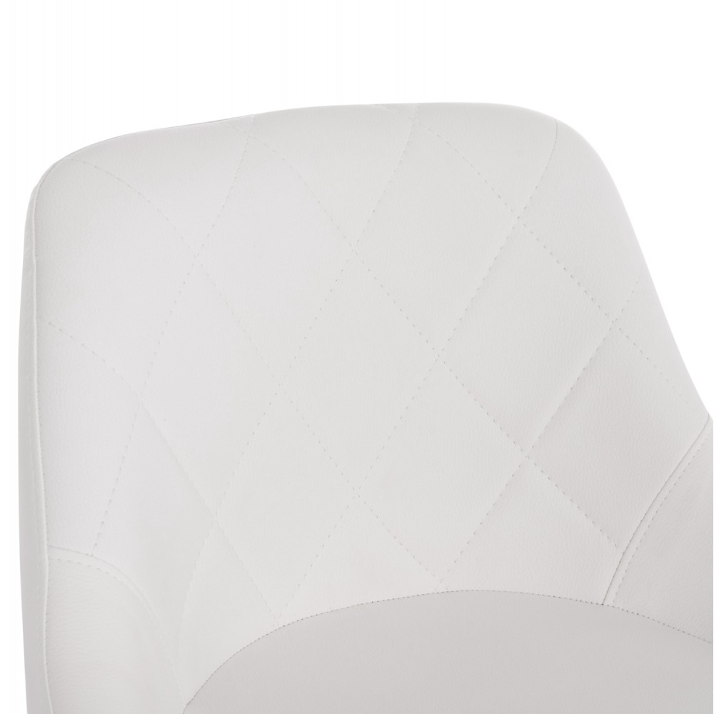 Σκαμπό μπαρ "ROSE" από τεχνόδερμα/μέταλλο σε χρώμα λευκό/χρωμίου 48x45x105