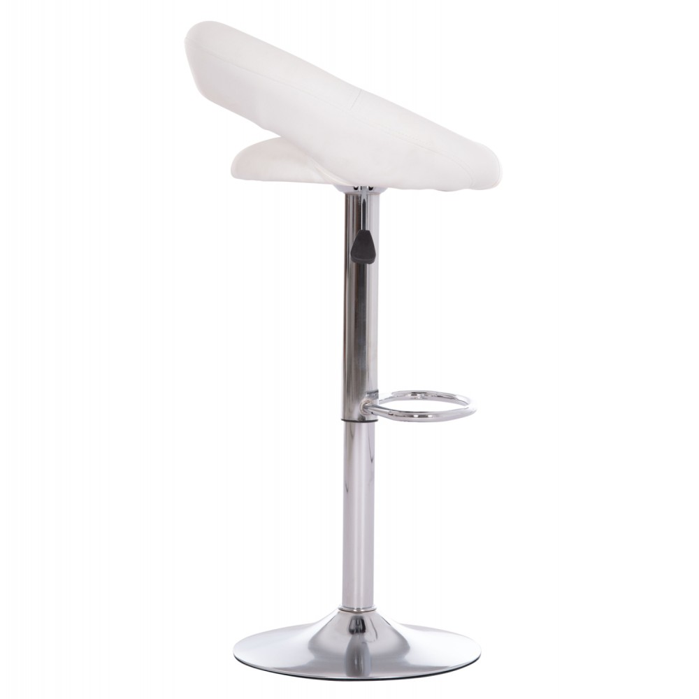 Σκαμπό μπαρ "REA" από τεχνόδερμα/μέταλλο σε χρώμα λευκό/χρωμίου 54x47x96