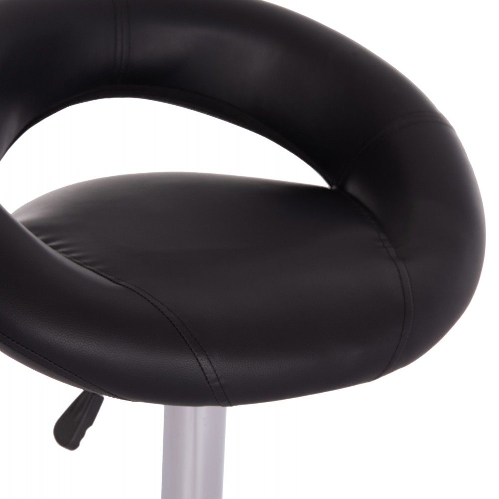 Σκαμπό μπαρ "REA" από τεχνόδερμα/μέταλλο σε χρώμα μαύρο/χρωμίου 54x47x96