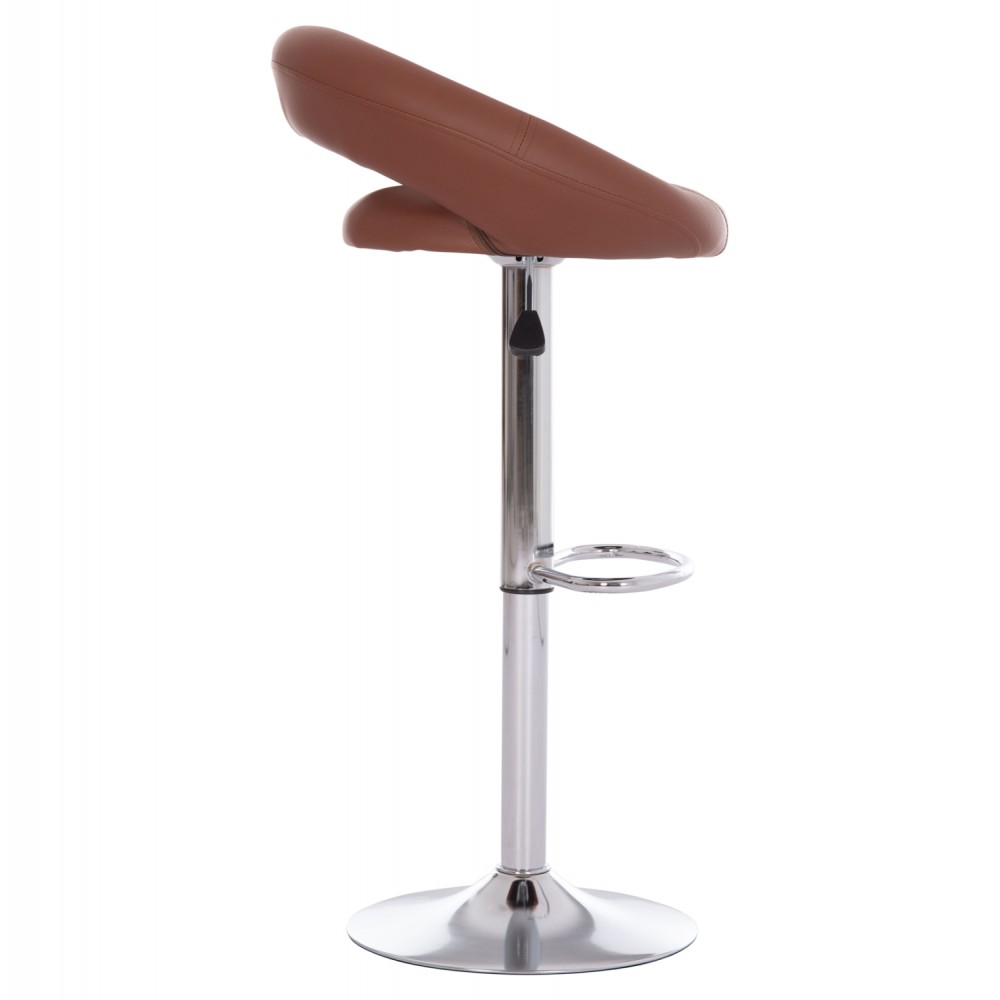 Σκαμπό μπαρ "REA" από τεχνόδερμα/μέταλλο σε χρώμα καφέ/χρωμίου 54x47x96