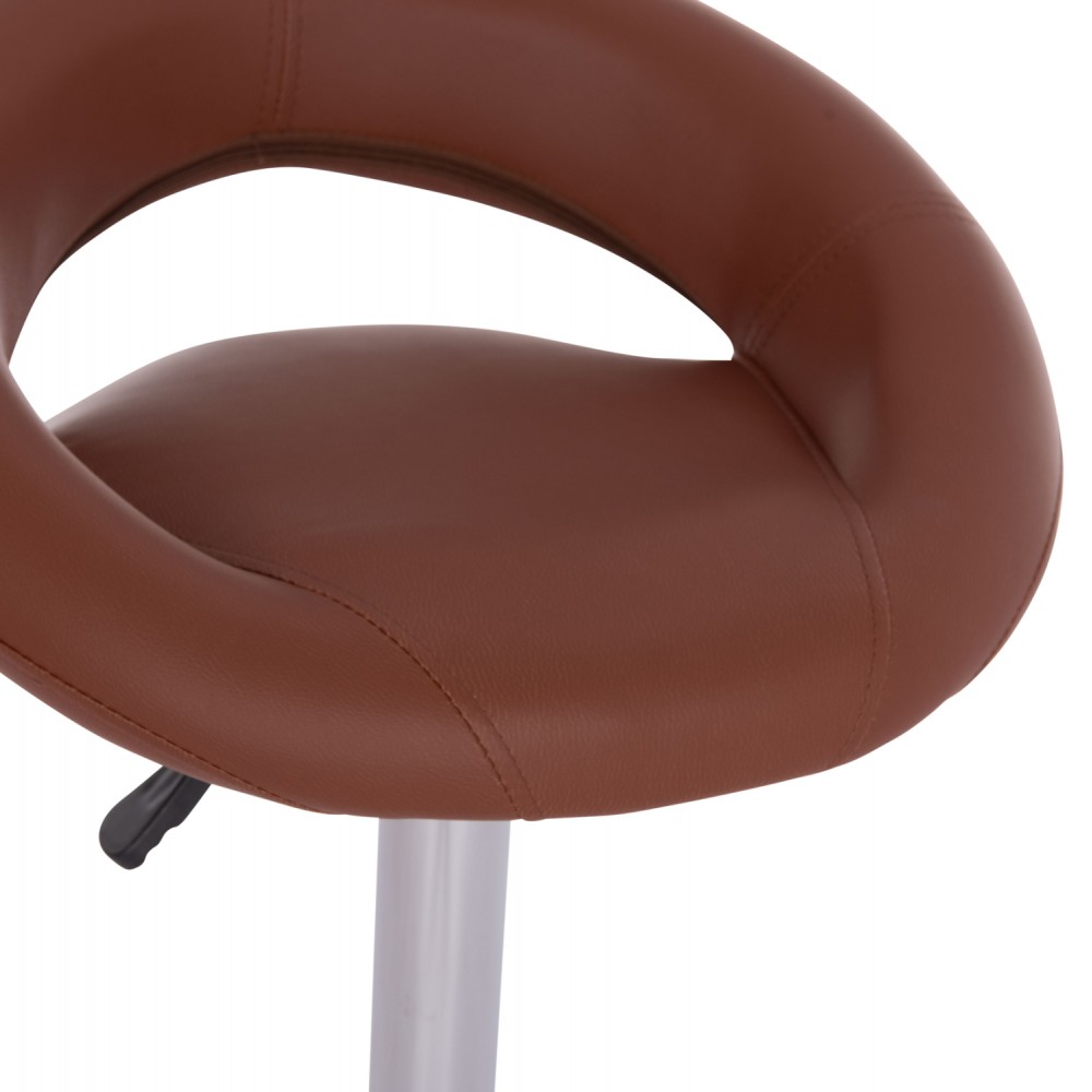 Σκαμπό μπαρ "REA" από τεχνόδερμα/μέταλλο σε χρώμα καφέ/χρωμίου 54x47x96