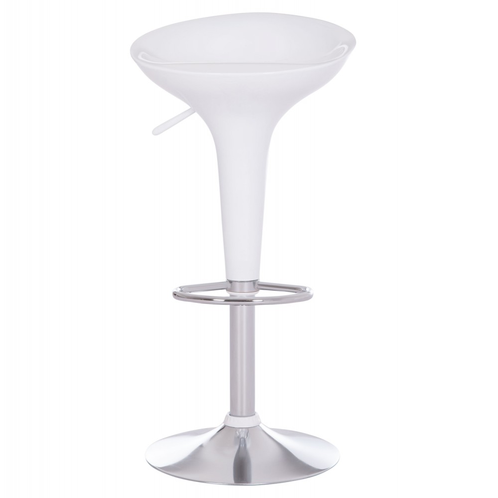 Σκαμπό μπαρ "DAISY" από ABS/μέταλλο σε χρώμα λευκό/χρωμίου 44x38x85