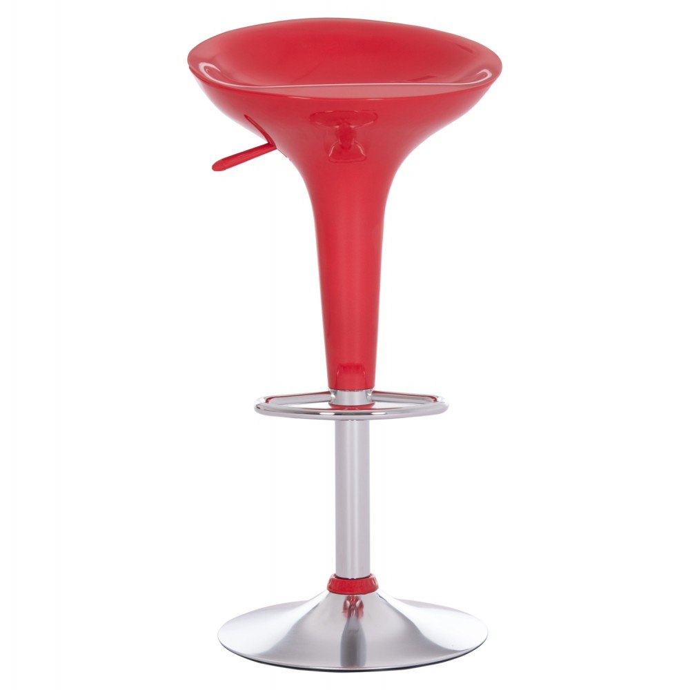 Σκαμπό μπαρ "DAISY" από ABS/μέταλλο σε χρώμα κόκκινο/χρωμίου 44x38x85