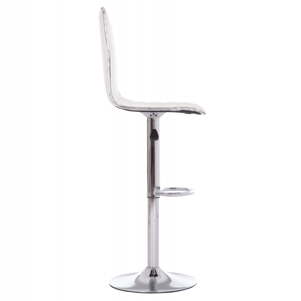 Σκαμπό μπαρ "NEXUS" από τεχνόδερμα/μέταλλο σε χρώμα λευκό/χρωμίου 43x47x116