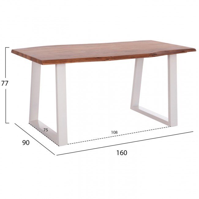 Τραπέζι "MONTANA" από ξύλο/μέταλλο σε χρώμα φυσικό/λευκό 160x90x77
