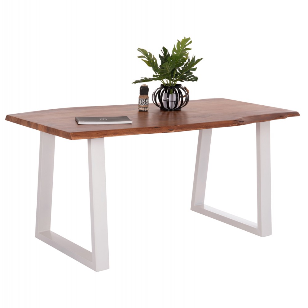 Τραπέζι "MONTANA" από ξύλο/μέταλλο σε χρώμα φυσικό/λευκό 160x90x77