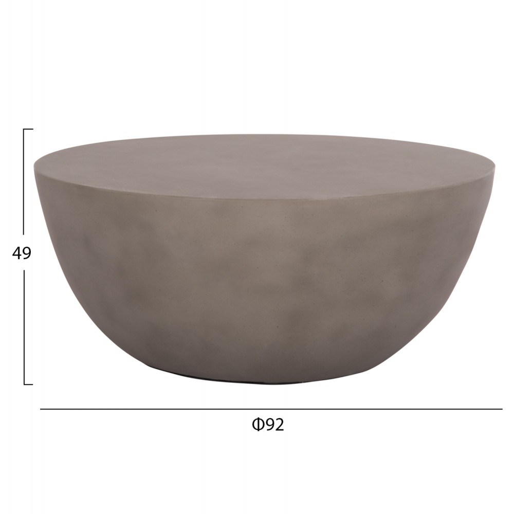 Τραπέζι σαλονιού "ALLAN" από fiber cement σε χρώμα γκρι Φ92x49