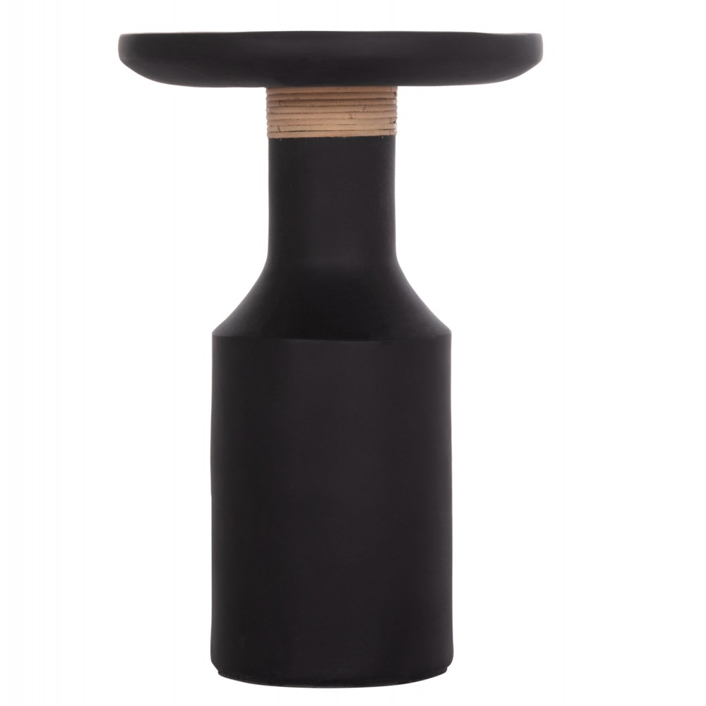 Τραπέζι βοηθητικό "TRED(T)" από fiber cement/rattan σε χρώμα μαύρο/φυσικό Φ40x61