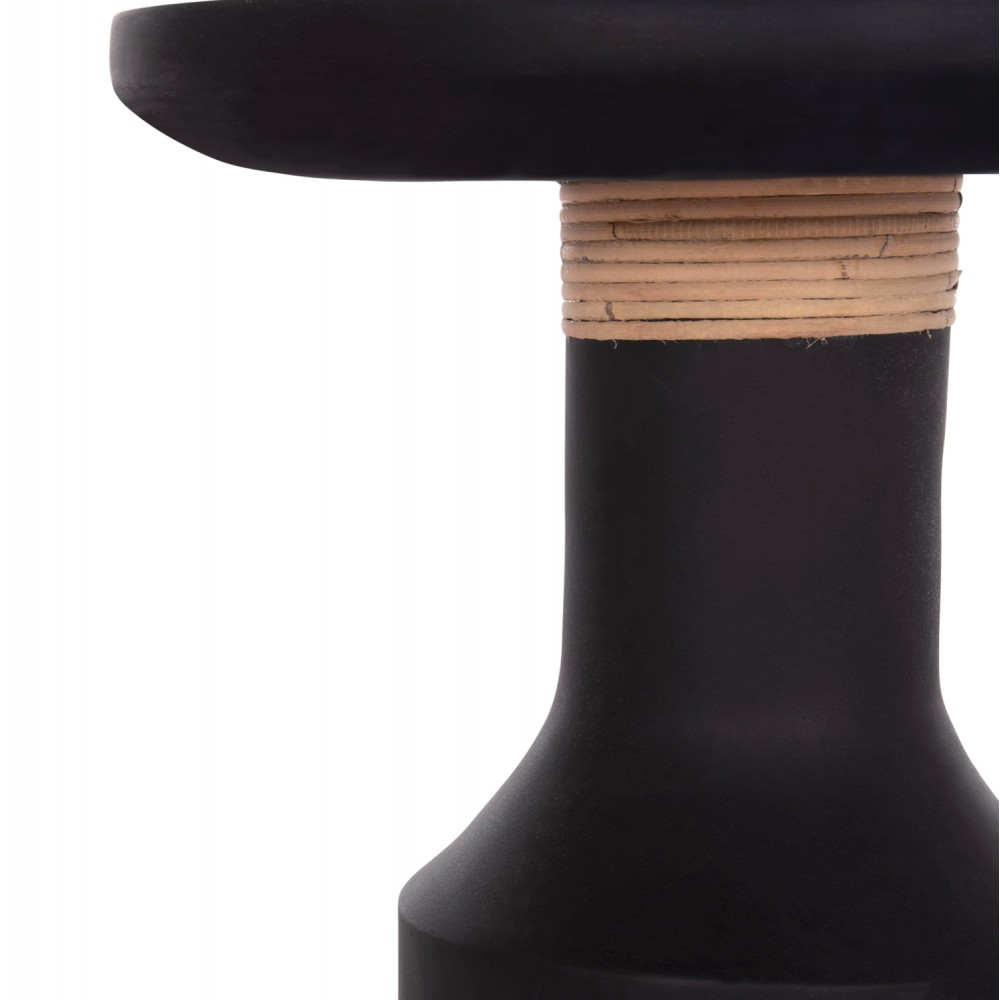 Τραπέζι βοηθητικό "TRED(T)" από fiber cement/rattan σε χρώμα μαύρο/φυσικό Φ40x61