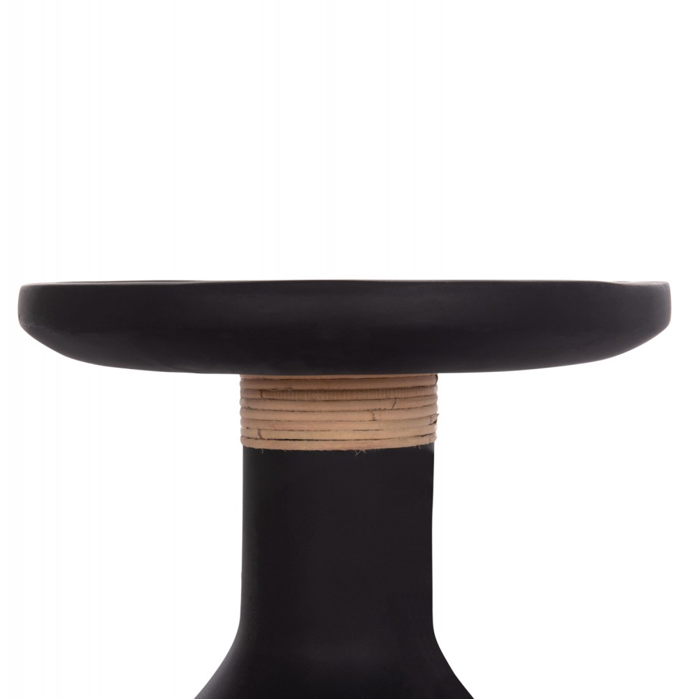 Τραπέζι βοηθητικό "TRED(T)" από fiber cement/rattan σε χρώμα μαύρο/φυσικό Φ40x61