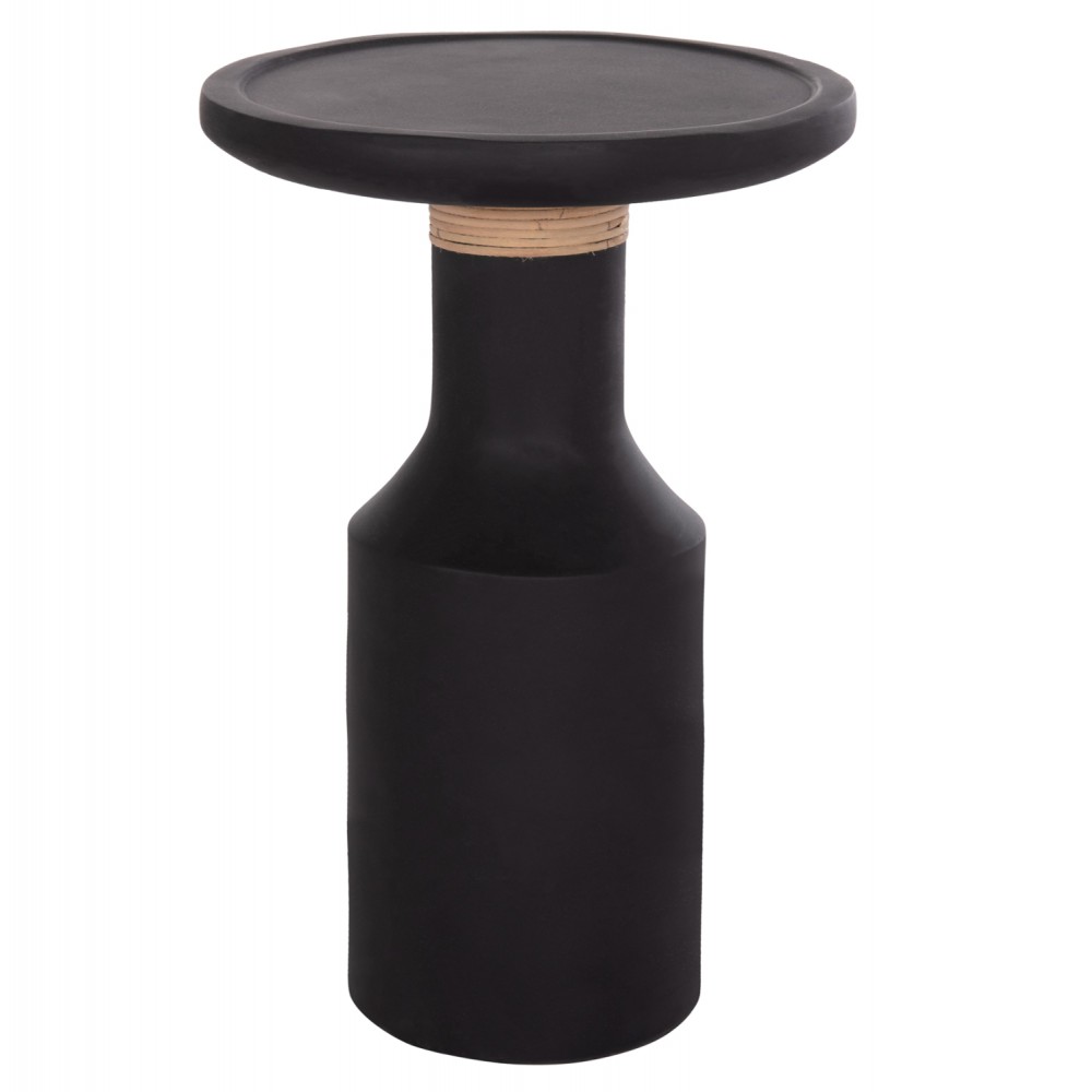 Τραπέζι βοηθητικό "TRED(T)" από fiber cement/rattan σε χρώμα μαύρο/φυσικό Φ40x61