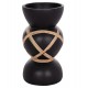 Διακοσμητικό βάζο δαπέδου "MAYNARD" από fiber cement/rattan σε χρώμα μαύρο/φυσικό Φ27.5x50
