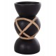 Διακοσμητικό βάζο δαπέδου "MAYNARD" από fiber cement/rattan σε χρώμα μαύρο/φυσικό Φ27.5x50