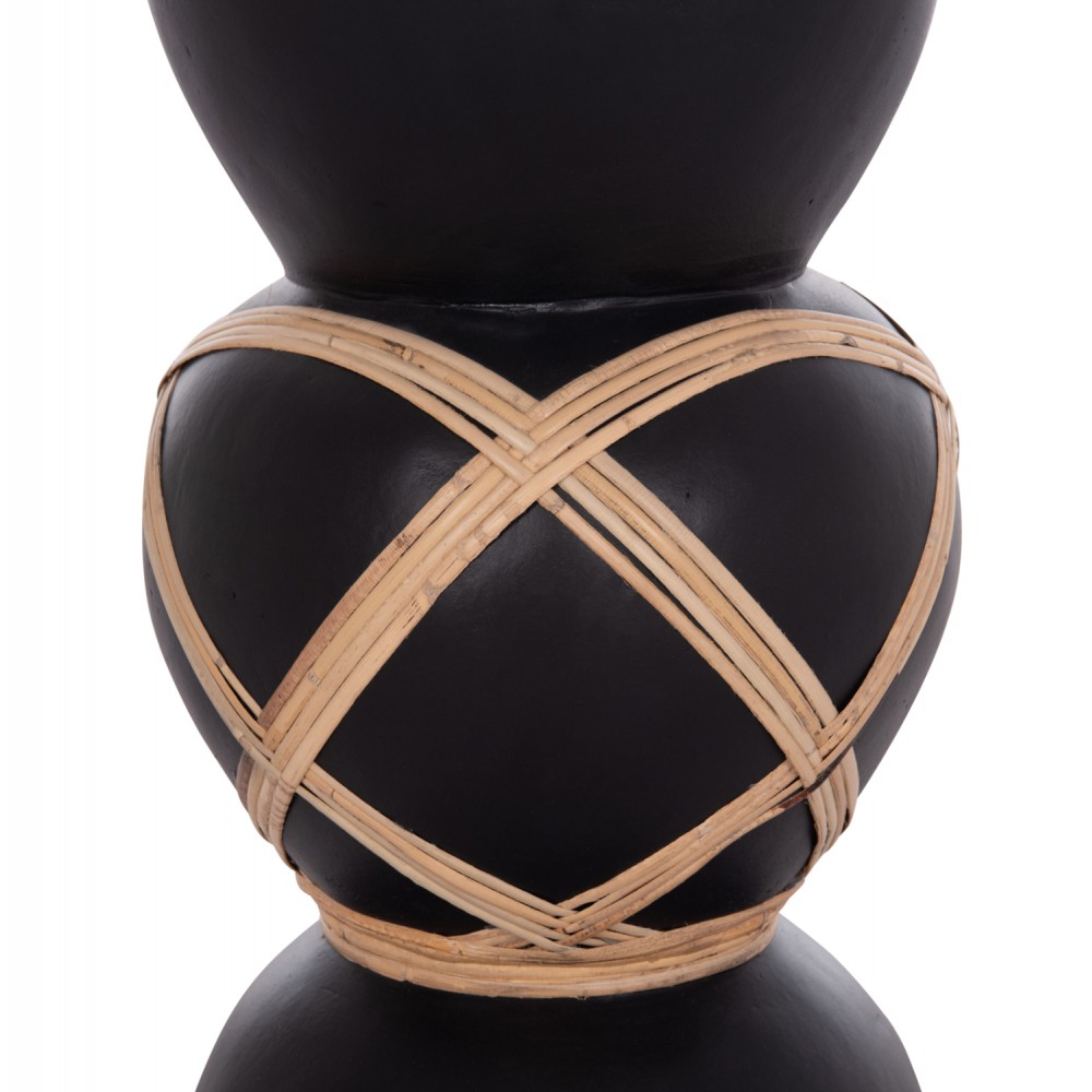 Διακοσμητικό βάζο δαπέδου "MAYNARD" από fiber cement/rattan σε χρώμα μαύρο/φυσικό Φ27.5x50