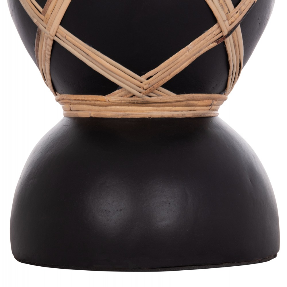 Διακοσμητικό βάζο δαπέδου "MAYNARD" από fiber cement/rattan σε χρώμα μαύρο/φυσικό Φ27.5x50