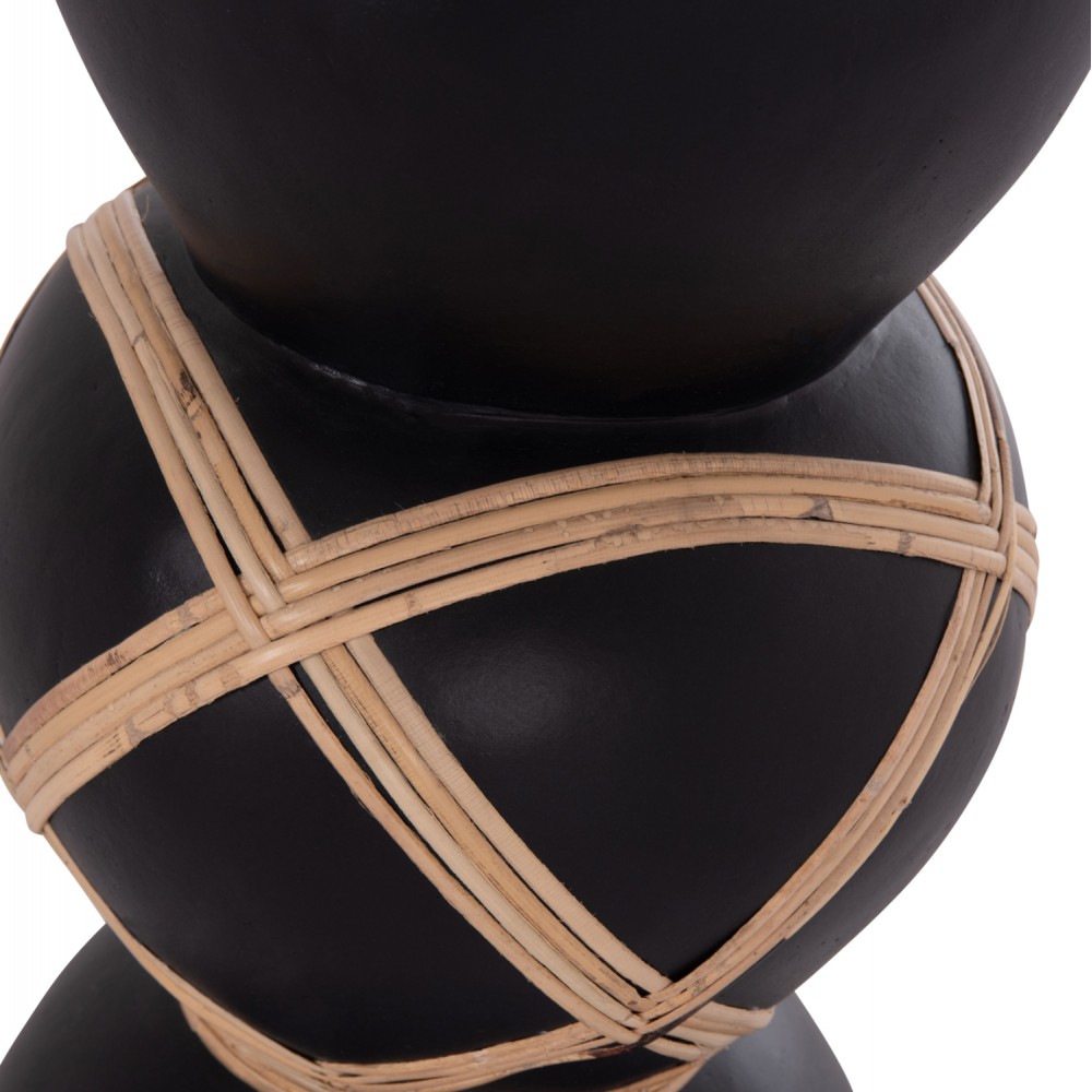 Διακοσμητικό βάζο δαπέδου "MAYNARD" από fiber cement/rattan σε χρώμα μαύρο/φυσικό Φ27.5x50