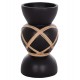 Διακοσμητικό βάζο δαπέδου "MAYNARD" από fiber cement/rattan σε χρώμα μαύρο/φυσικό Φ27.5x50