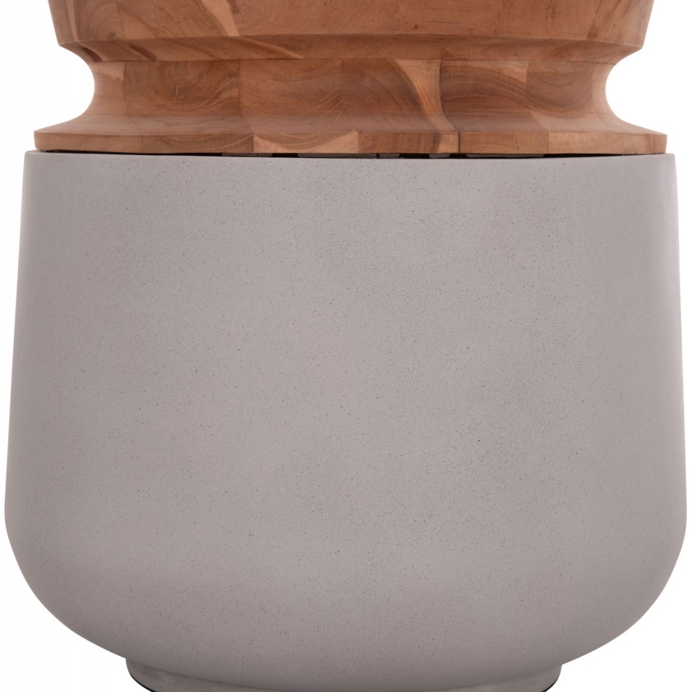 Διακοσμητικό βάζο δαπέδου "LINTER" από fiber cement/ξύλο σε χρώμα γκρι/φυσικό Φ41x47