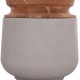 Διακοσμητικό βάζο δαπέδου "LINTER" από fiber cement/ξύλο σε χρώμα γκρι/φυσικό Φ41x47