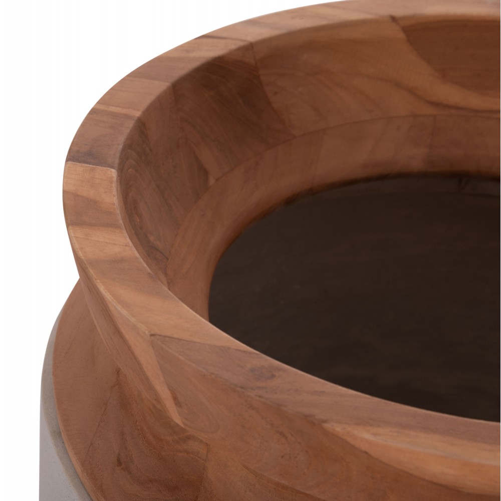 Διακοσμητικό βάζο δαπέδου "LINTER" από fiber cement/ξύλο σε χρώμα γκρι/φυσικό Φ41x47