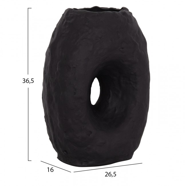 Επιτραπέζιο διακοσμητικό βάζο "NAMENTIS" από τερακότα σε χρώμα μαύρο 26.5x16x36.5