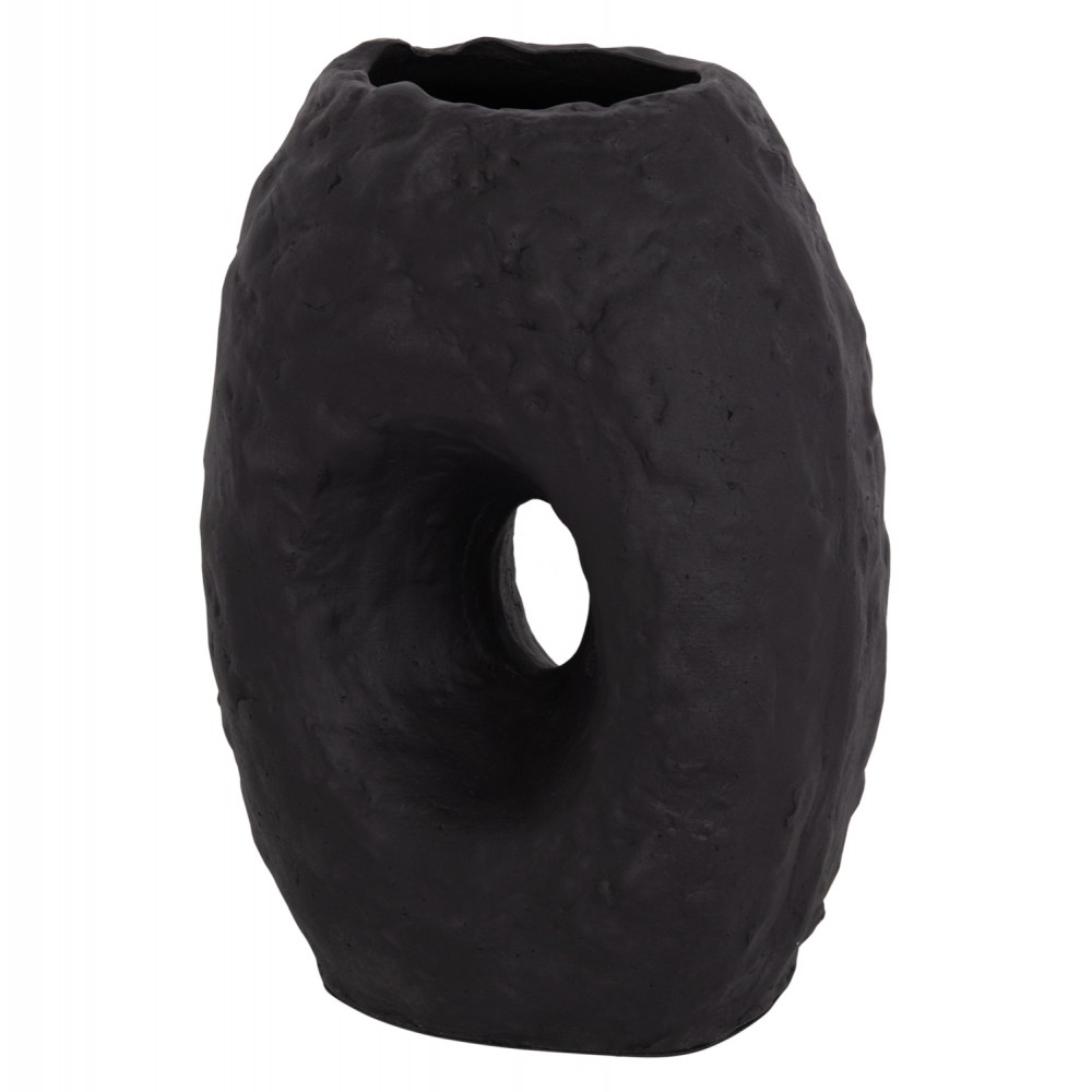 Επιτραπέζιο διακοσμητικό βάζο "NAMENTIS" από τερακότα σε χρώμα μαύρο 26.5x16x36.5