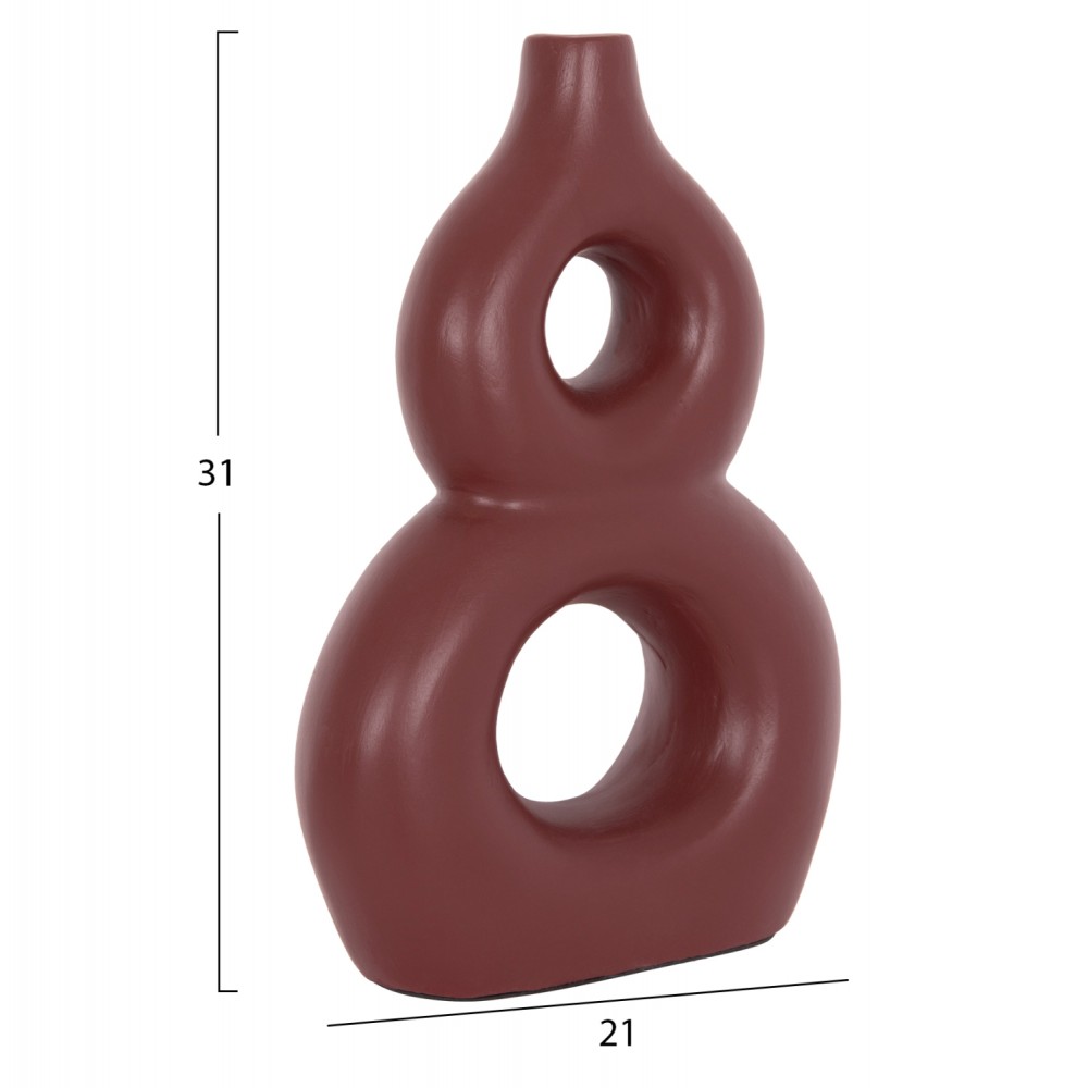 Επιτραπέζιο διακοσμητικό βάζο "FIORIN" από τερακότα σε χρώμα βυσσινί 21x7.5x31