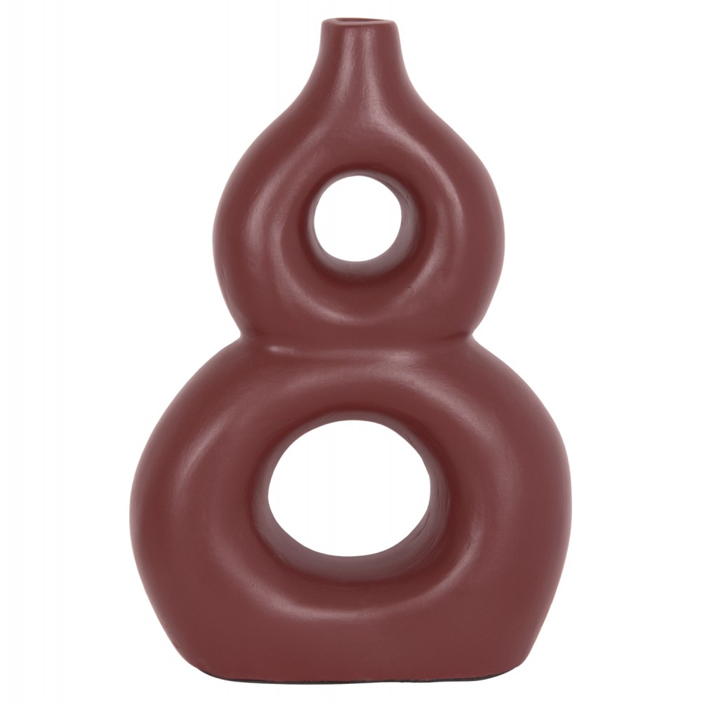 Επιτραπέζιο διακοσμητικό βάζο "FIORIN" από τερακότα σε χρώμα βυσσινί 21x7.5x31