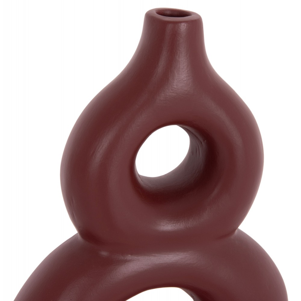 Επιτραπέζιο διακοσμητικό βάζο "FIORIN" από τερακότα σε χρώμα βυσσινί 21x7.5x31