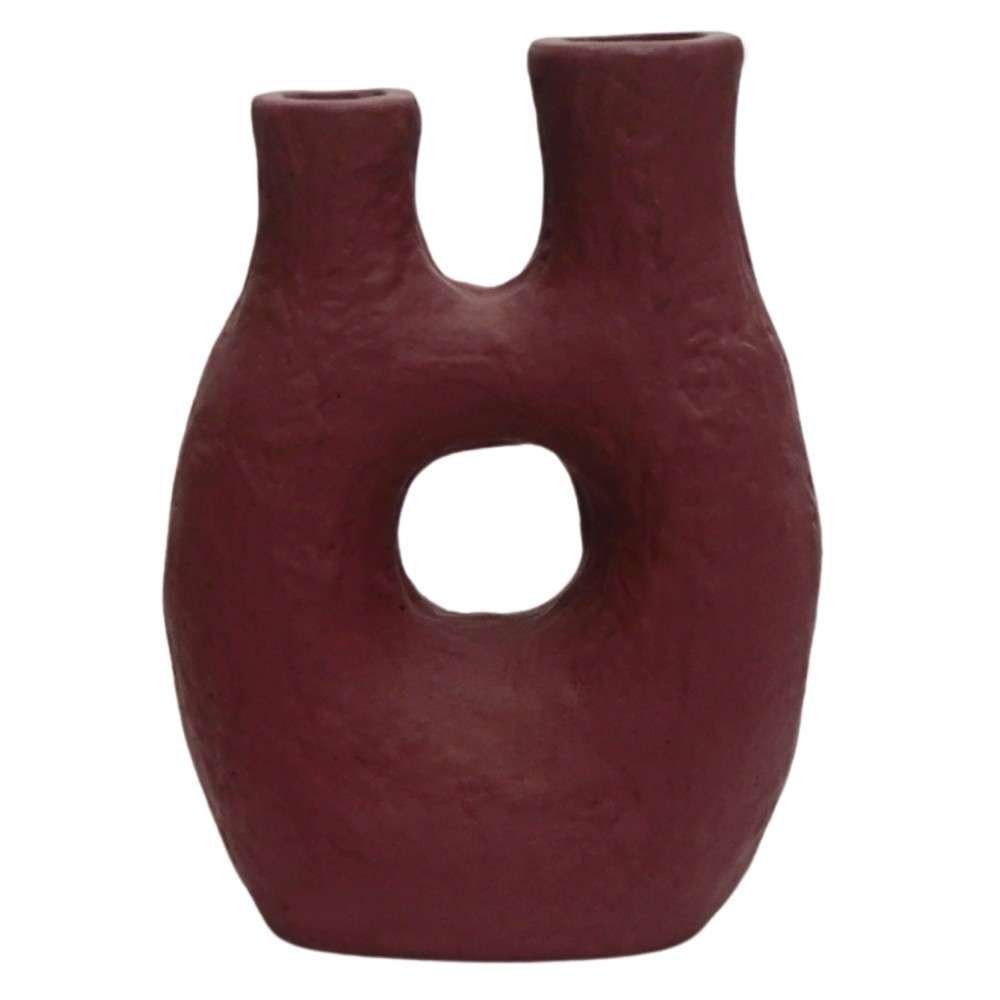 Επιτραπέζιο διακοσμητικό βάζο "NAMENTIS" από τερακότα σε χρώμα βυσσινί 26x15x32.5