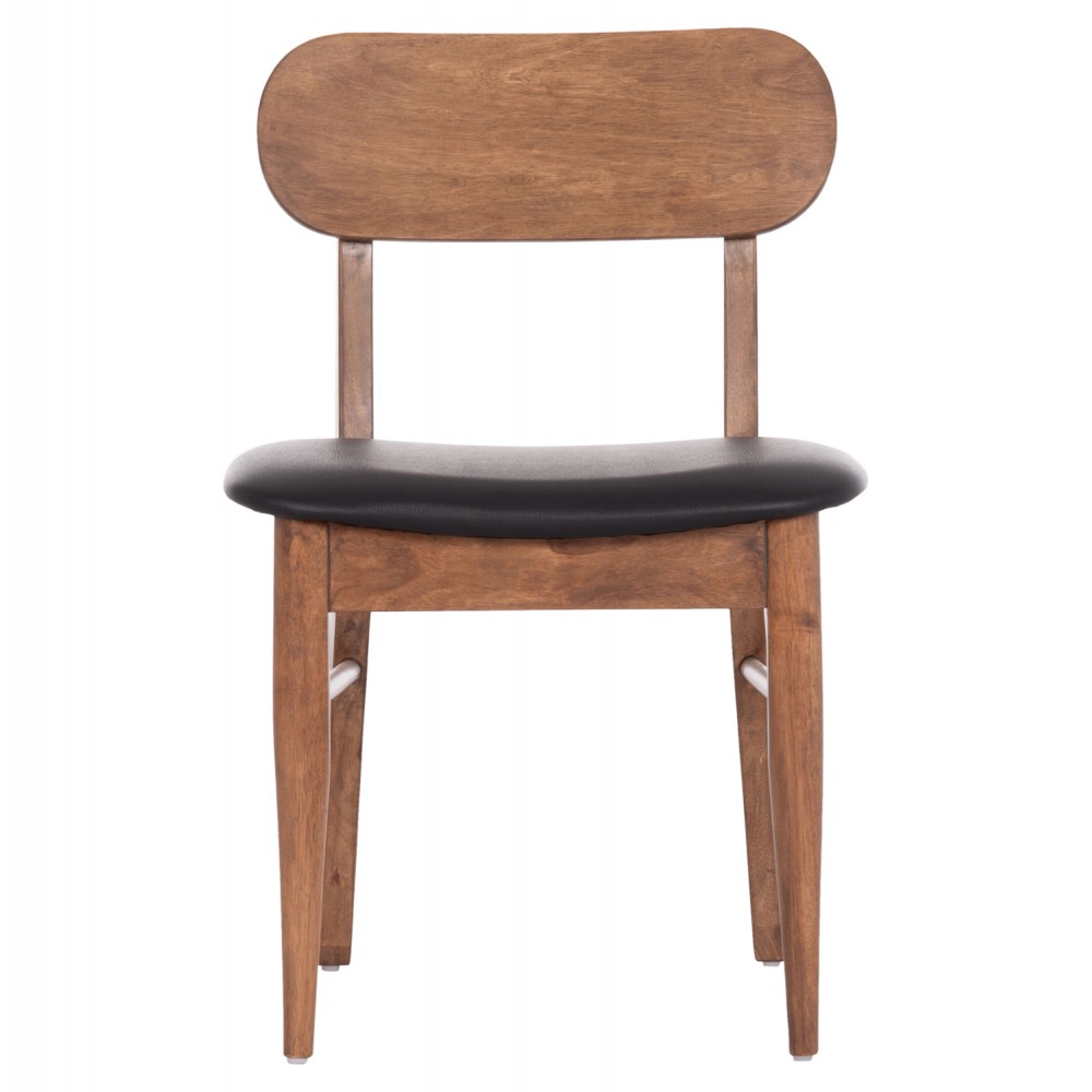 Καρέκλα τραπεζαρίας "SEKOR" από rubberwwod/pu σε χρώμα καρυδί/μαύρο 51x48x79