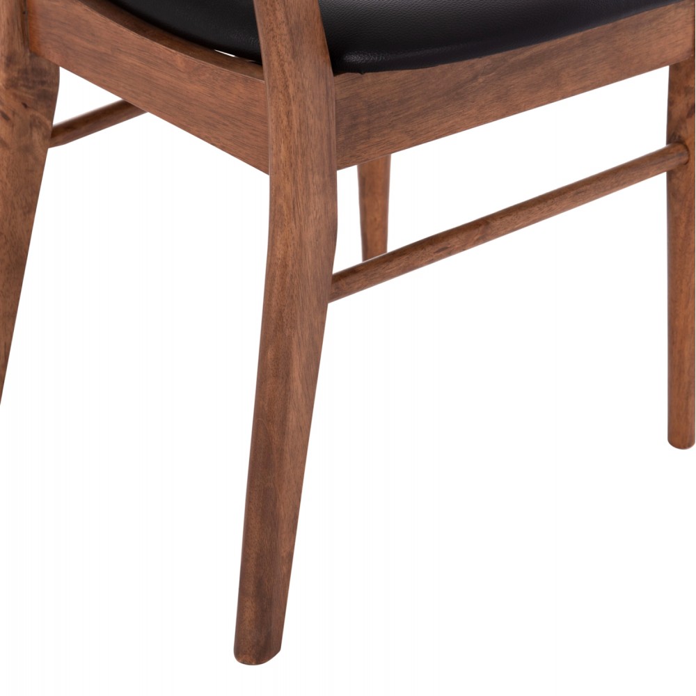 Καρέκλα τραπεζαρίας "SEKOR" από rubberwwod/pu σε χρώμα καρυδί/μαύρο 51x48x79